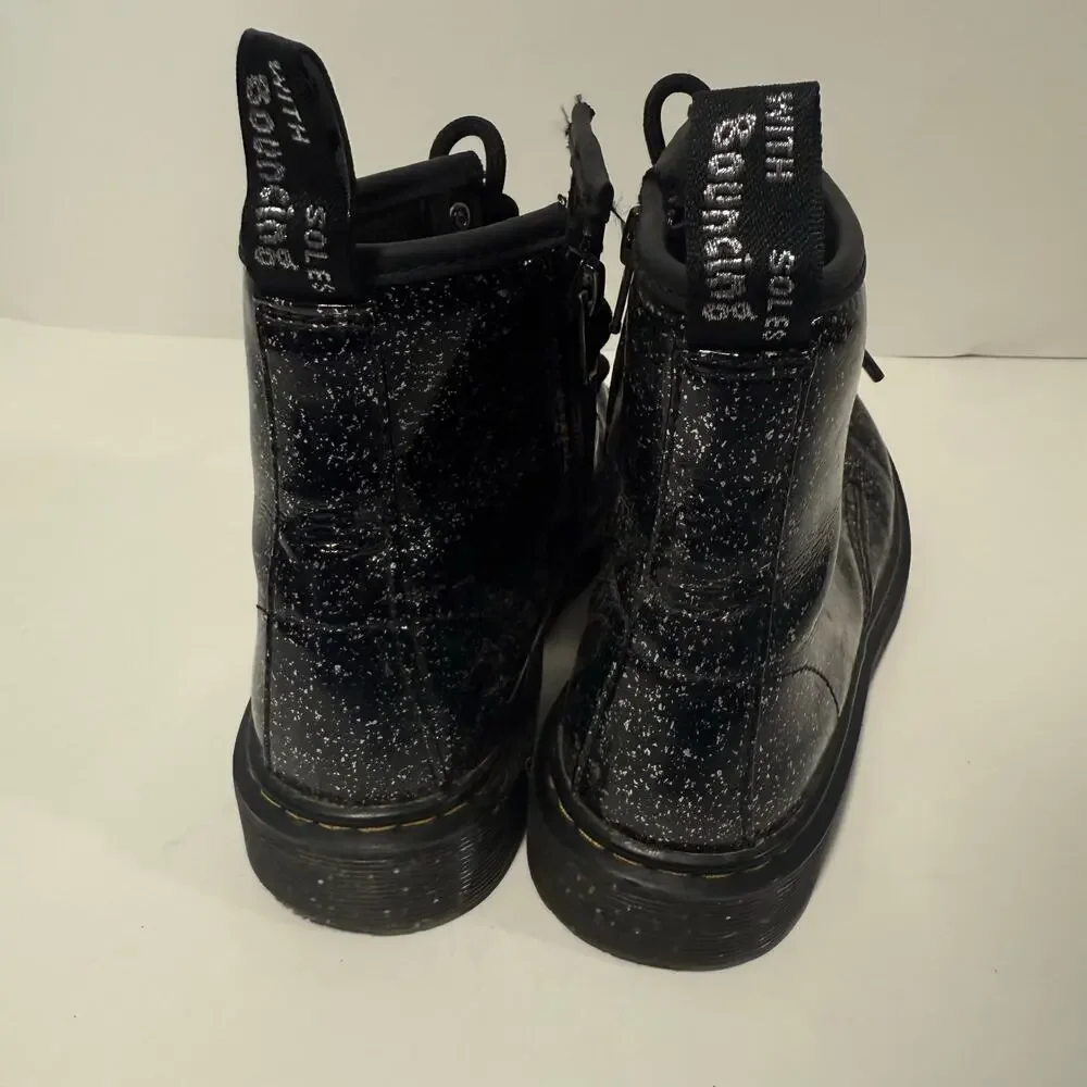 Dr. Martens 1460‎ Junior Lace Up Combat Boots Glitter Black Big Kids 3